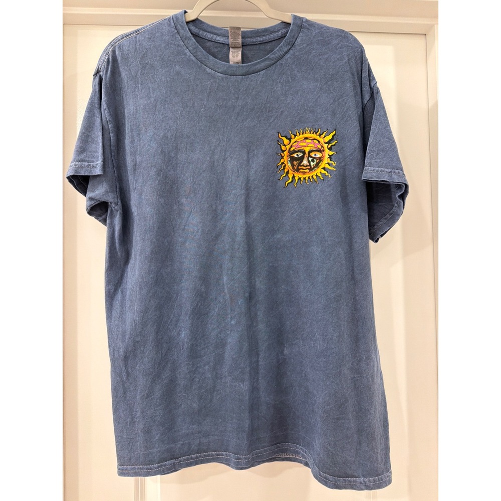 Sublime Band Graphic T-Shirt Large Blue Gildan Heavy Cotton Sun Floral Tee